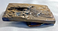 VTG Colorado Belt Buckle Brass Western Eagle Mountains Cowboy USA Spec Cast 1979