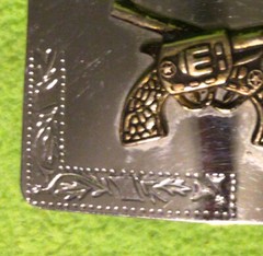 Vtg ~ Belt Buckle ~ 2 Crossed Guns ~ Silver Tone ~ Made In USA