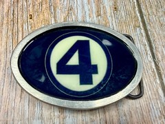 4 Ball Number Channel 4 News? Vintage Custom Enameled Belt Buckle