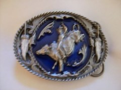 Casual Pewter Siskiyau Belt Buckle, Cowboy Western Themed « Bull Rider »