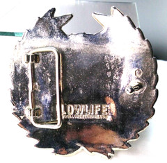 LOWLIFE Brand Skull Belt Buckle Silver/Black 3.25&Prime; Across Pre-Owned