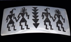 Vintage Hopi Petroglyph Figure Overlay Belt Buckle