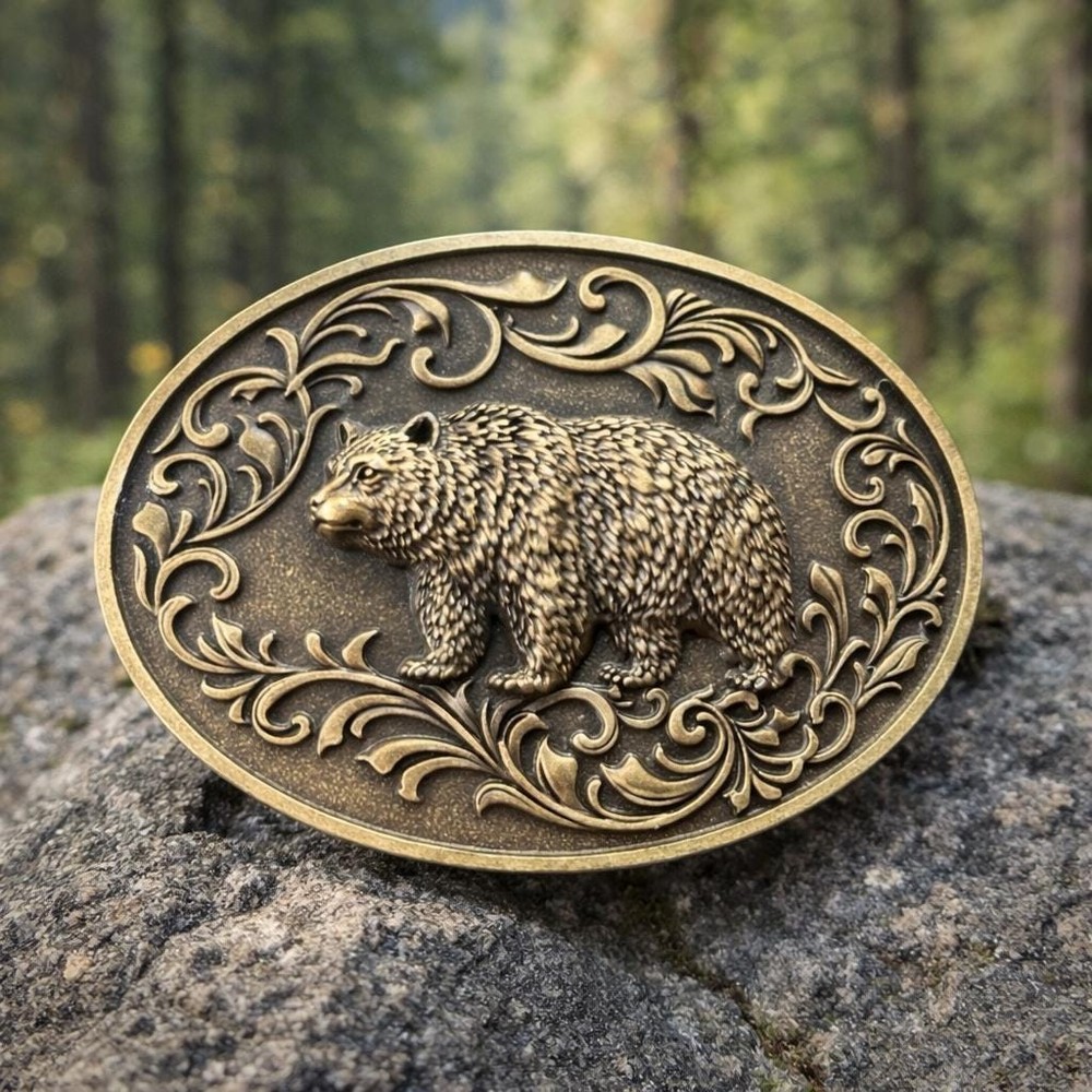Grizzly Bear Belt Buckle Western Animal Style Yosemite Yellowstone Gift Buckle