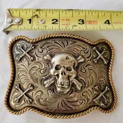Custom Belt Buckle by Christian of LA, Skull and Crossbones