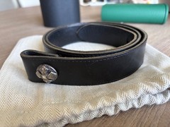 RARE! BWL BILL WALL LEATHER CUSTOM LEATHER BELT W/ STERLING SILVER CROSS SNAP