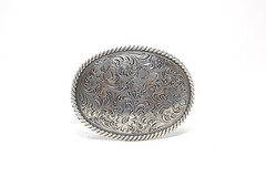 Rope Edge Western Floral Belt Buckle, (1.5 ») Removable Western Buckle