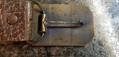 Men&rsquo;s Leather Belt Sz M w/ Buick Belt Buckle Wyoming Studio Art Works Vtg Car