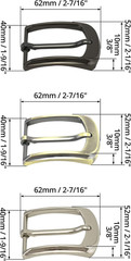 Set of Three Belt Buckles, Metal Replacement Buckles 38-40mm Square Single Prong