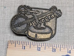 vintage 1970s belt buckle BLUEGRASS country music BRASS banjo WESTERN guitar