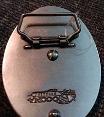 Nocona Belt Buckle Camo Deer Rope Edge Silver Tone Oval Leaping White Tail