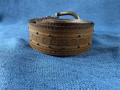 Fossil Belt Hammered Design With Metal Studs Brass Buckle Size Medium