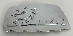 Swimming Dragon Chinese Martial Arts Belt Buckle Large 5×2.75” Silver Tone 3D