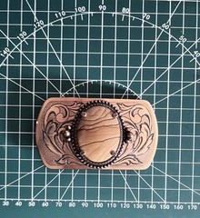 Vintage Polished Cabochon Agate Gemstone Belt Buckle Western Style Boho Hippie