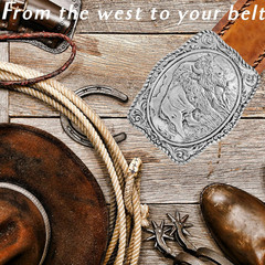 Western Belt Buckles for Men Cowboy Belt Buckle American Patriotic Buffalo Belt