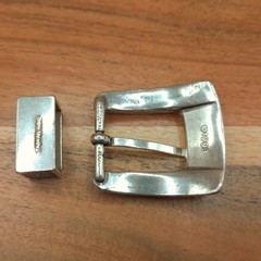 Western Textured Engraved Pattern Single Tongue Prong Cowboy Belt Buckle Set