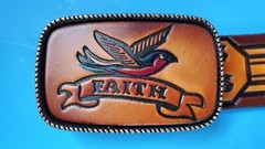 JESUS SAVES Religious Theme Leather Belt & FAITH Leather Buckle – All Sizes