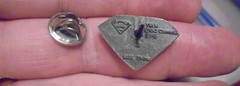 SUPERMAN LOGO HAT PIN SOLID DARKER PEWTER COLOR FINISH-new