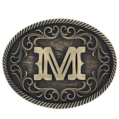 Montana Silversmiths Attitude Filigree Initial M Western Oval Belt Buckle