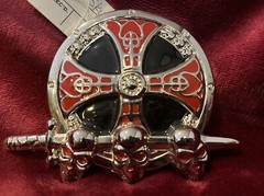 Celtic Iron Cross Silver Color Skulls and Sword