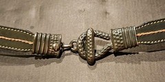 Unique Buckle Leather Belt. Dark Green 36 Inches Unisex