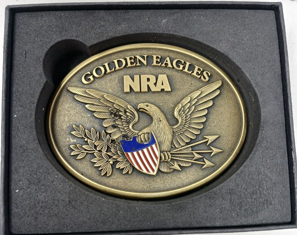 NRA Golden Eagles 2015 Commemorative Belt Buckle Red White Blue Enamel Shield D6