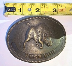 Bush Hog Wild Boar Vtg Belt Buckle Made in USA Hunting Western Vintage 1980&rsquo;s