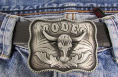 扣时尚银牛银色金属西部牛仔 3D Rodeo 长角德克萨斯州-