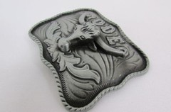 扣时尚银牛银色金属西部牛仔 3D Rodeo 长角德克萨斯州-