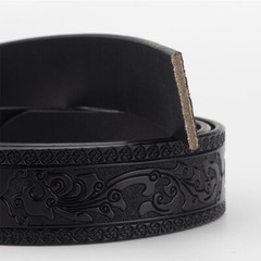 Embossed Western Leather Belt Cowboy Rodeo Casual Leather Belt Floral Embossed