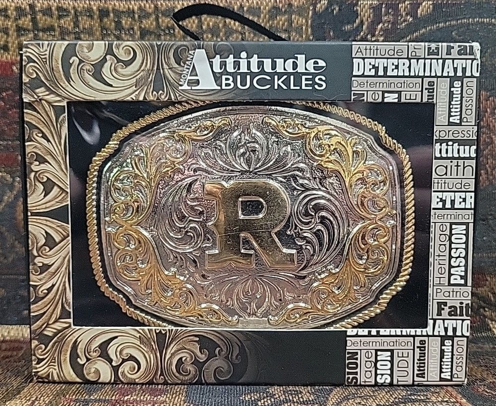 Montana Silversmiths Men&rsquo;s Letter « R » Attitude Belt Buckle NEW