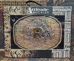 Montana Silversmiths Men&rsquo;s Letter « R » Attitude Belt Buckle NEW