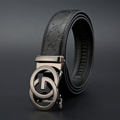 Men&rsquo;s-GO-Belt-Leather-Ring Design-Auto Buckle- Avail in Gold, Silver and Gray