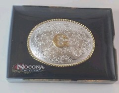 NOCONA Western Floral Scroll & « G » Initial Oval Belt Buckle☆NIB☆☆☆☆☆