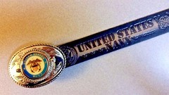 US NAVY Leather Belt & Trophy Style US Army Buckle (28&Prime;-54&Prime; waist) New