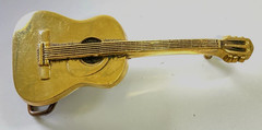 Vintage 1978, Solid Brass, Baron Belt Buckle Country Western Guitar, Free Ship