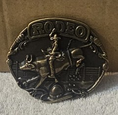 COWBOY RIDING BULL RODEO HAT OUTDOOR BELT BUCKLE