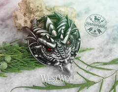 Dragon Head Belt Buckle for 1.5 inch Wide Belts — Fantasy/Skyrim/Silver/Viking