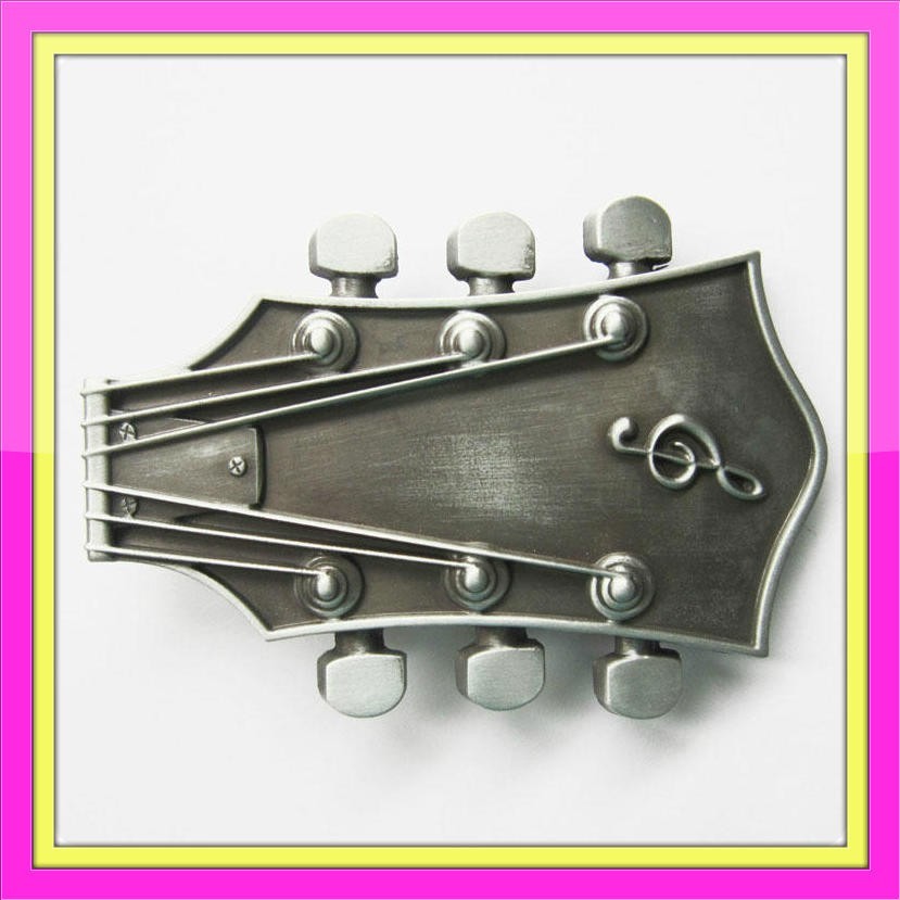 NEW ELECTRIC GUITAR HEADSTOCK MUSIC SILVER COLOR BELT BUCKLE