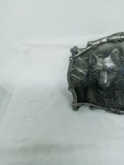 Vtg. Great American Products Pewter 3 Wolves Belt Buckle. Intricate. Heavy