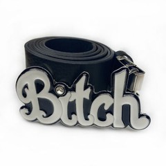 White Belt Buckle METAL BITCH Rings Western Denim Belt Buckle Pewter Finish NEW