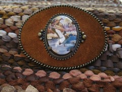 New Western Bronze and Suede Mallard Belt Buckle Artistic Impressions 