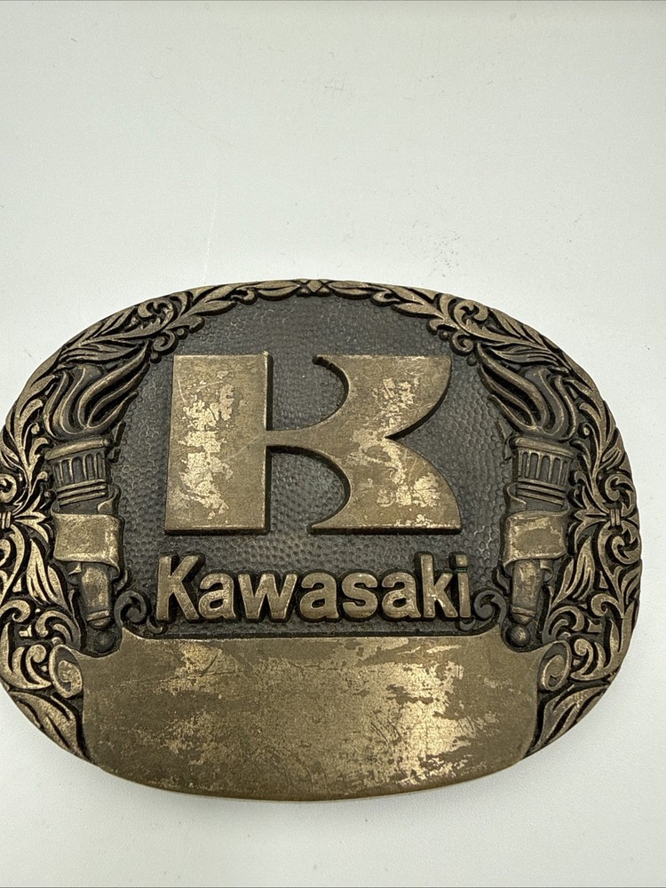 Vintage Kawasaki Solid Brass Belt buckle