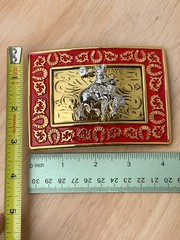 Western Buckle Gold Silver Red Horse Rider Cowboy Fit 2 » Hebilla Vaquero
