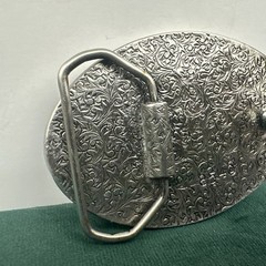 Vintage Eagle Landing On Branch Painted Metal Belt Buckle Silver Tone Nature