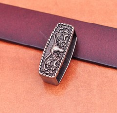 Heavy Duty Western Cowboy Rodeo Longhorn Bull Leathercraft Belt Buckle 3 Pcs Set