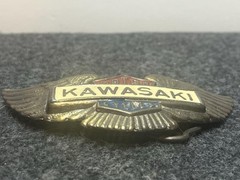 Kawasaki Belt Buckle Mens Gold Metal Eagle Wings Motorcycle Logo Western Biker