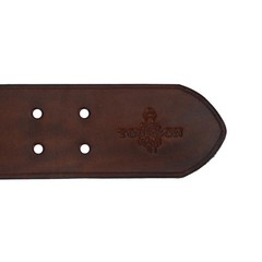 TOURBON Leather Belt 27-40 inch for Men with Double Prong 40-inch Long, Brown