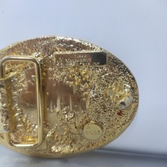 Vtg 1983 Bergamot Brass Works Three Horses Stallions Belt Buckle Country K-146