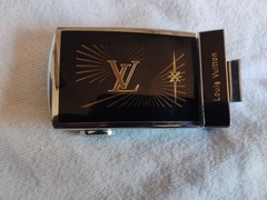Rare vintage Men Louis Vuitton Rachet Belt Buckle black silver logo LV
