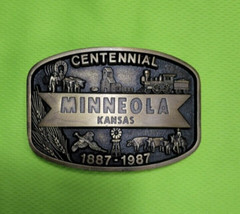 Minneola Kansas Centennial 1887-1987 Brass Belt Buckle Limited Edition